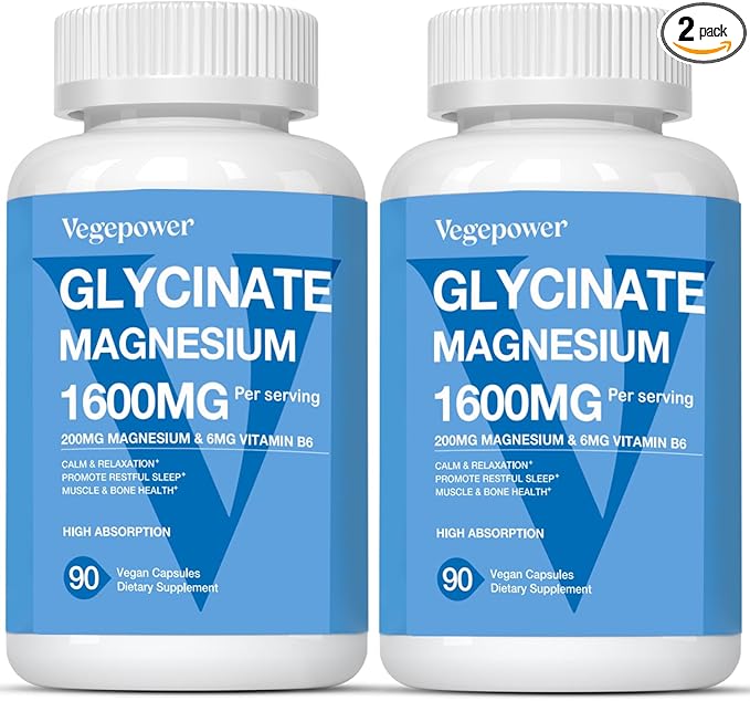 Magnesium Glycinate Supplements 1600mg - with Vitamin B6 Zinc, Vitamin D3, Vegan Bisglycinate Magnesium for Sleep, Muscle, Bone Health, High Absorption, Gentle On Stomach, Non-GMO, 180 Caps