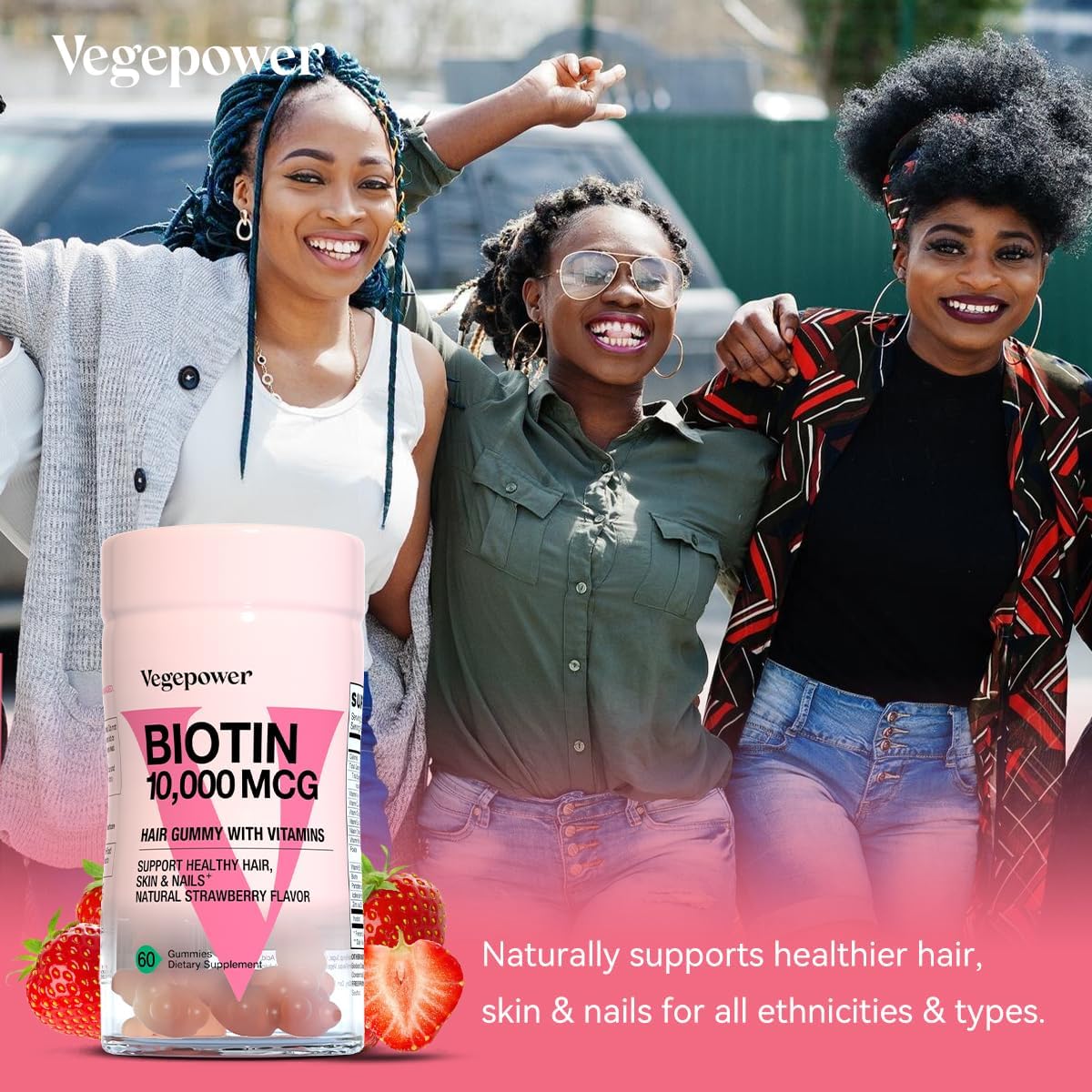 Biotin Gummies for Hair Growth 10000mcg - Vegan Biotin Vitamins Supports Healthy Hair, Skin and Nails, Hair Vitamin Gummy for Women & Men - Non-GMO, Chewable Supplement