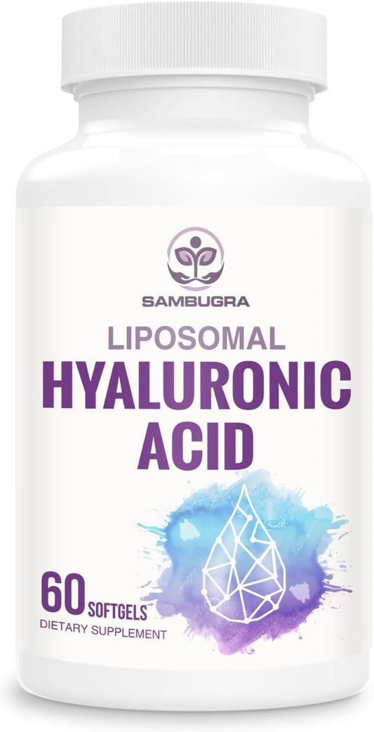 Liposomal Hyaluronic Acid 1000mg, High BioavailabilityHyaluronic Acid Capsules, Dietary Supplement Support Skin and Bones, 60 Capsules